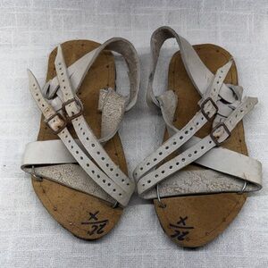 Handmade Concept Sandal!! One of a Kind White Leather Strappy w/ Rubber Sole